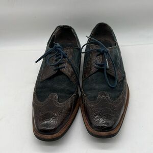 David X Brown Alligator and blue suede Size 8 made in Mexico
David X